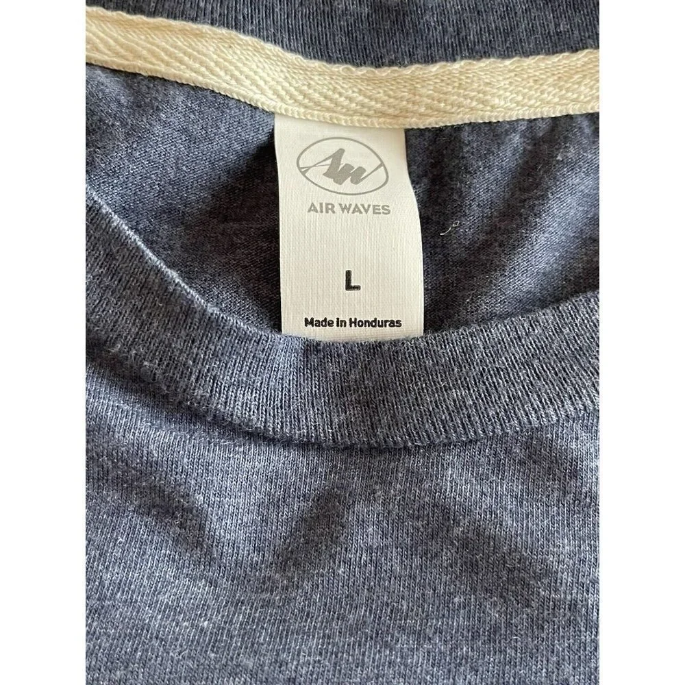 Air Waves Boys Large Short Sleeve Blue Baseball Shirt - Picture 3 of 4